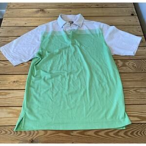 FJ Short Sleeve Polo Shirt Size Medium Men’s White Green